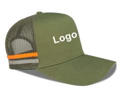 Trucker Hat - CMC-3104 ( Custom Army Green Under Brim Sublimation Printing Australia 5 Panel High Profile Country Trucker Hat Supplier )