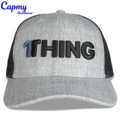 Trucker Hat - CMC-3252 ( Custom Grey Wool Low Profile Richardson Style 3D Embroidery Logo 6 Panel Trucker Hat Supplier )