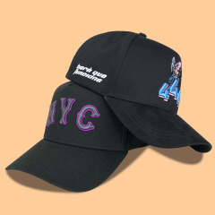 Baseball Cap - CMC-1096 (100% Polyester Black Hat Middle crown 5 Panel 9forty A Frame Baseball Cap Factory )