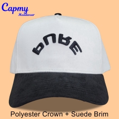 Baseball Cap - CMC-1108 (100% Cotton Off White Kahki Crown Hat Black Suede Visor Two Tone Upside Letters 9forty A Frame Baseball Cap )