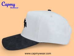 Baseball Cap - CMC-1108 (100% Cotton Off White Kahki Crown Hat Black Suede Visor Two Tone Upside Letters 9forty A Frame Baseball Cap )