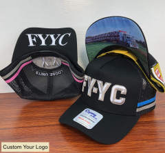 Trucker Hat - CMC-3340 (Custom Embroidery Leather Patch Side Stripes Western Trucker Hat Australia Country Trucker Caps Manufacturer )