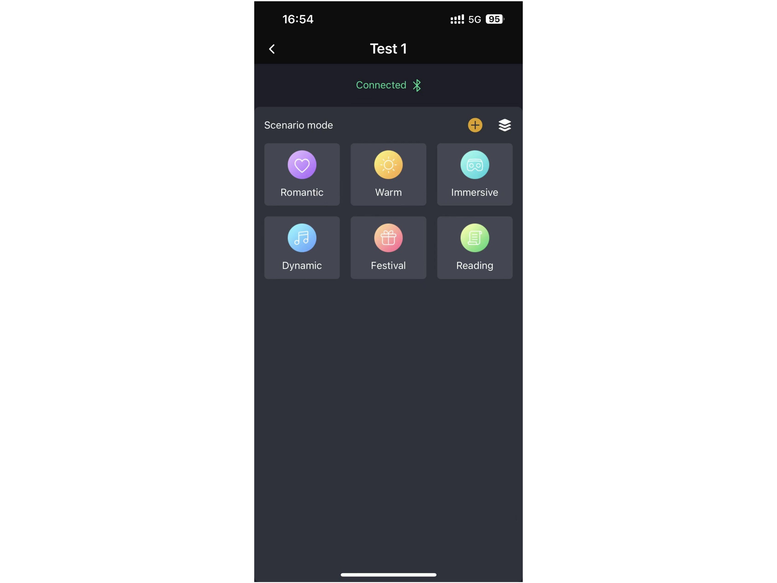 Scene control interface with preset lighting modes