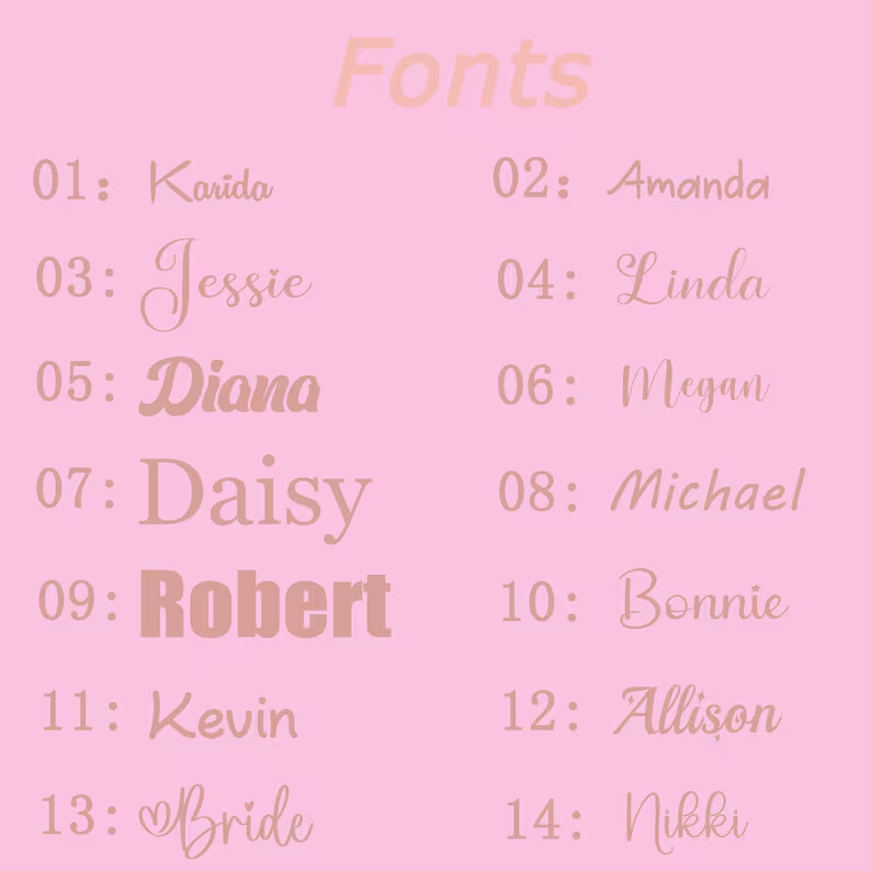 14 Font Styles for Custom Name Shoe Charms