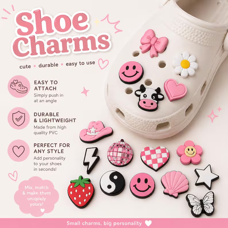 Durable & Lightweight PVC Shoe Charms - Easy To Attach