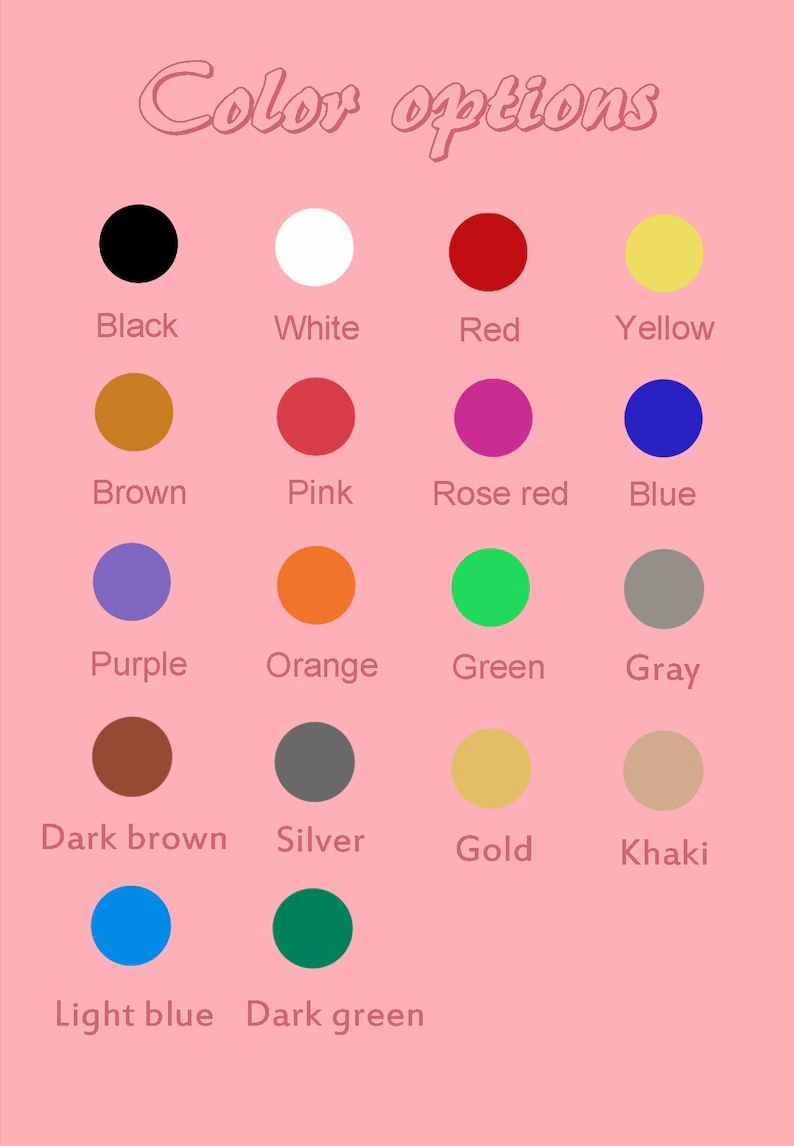 18 Color Options for Custom Name Shoe Charms