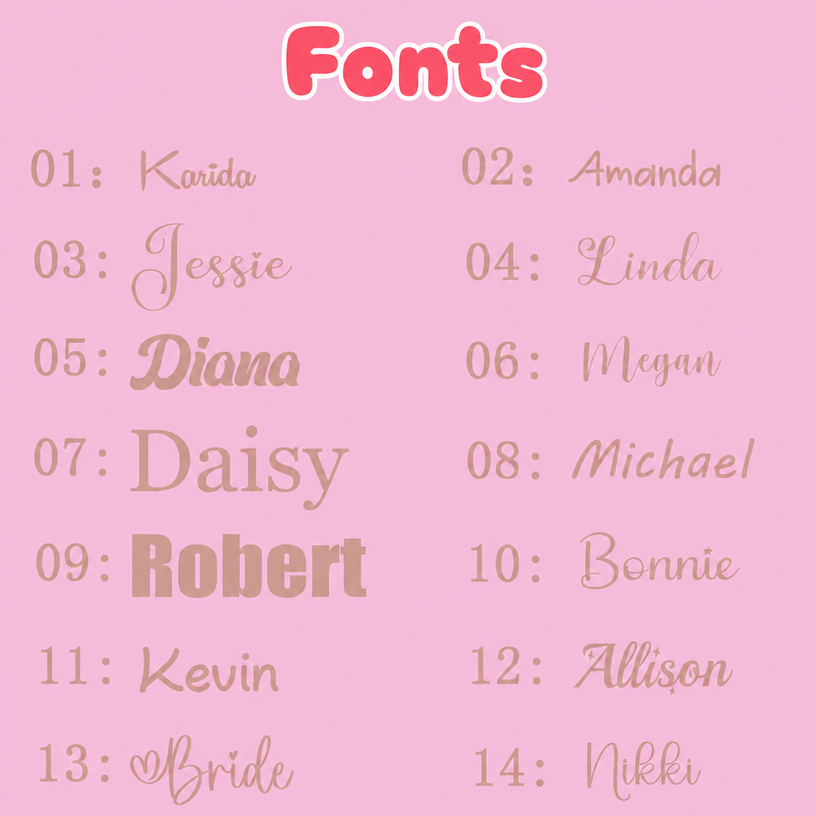 14 Font Styles for Custom Text Shoe Charms