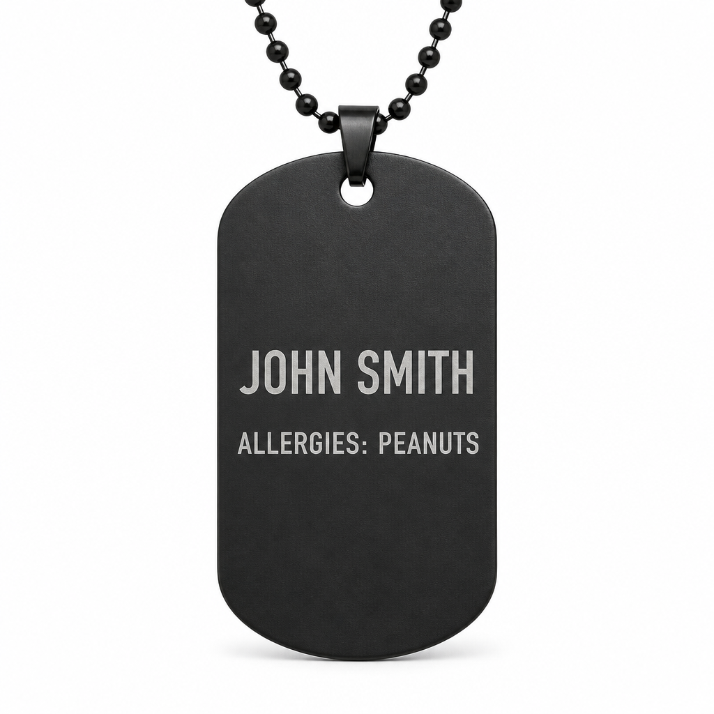 Matte black personalized dog tag