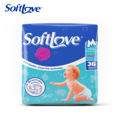 Softlove Clothlike Medium Pack Disposable Baby Diapers (M36)