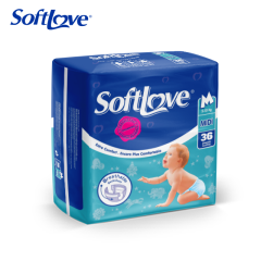 Softlove Clothlike Medium Pack Disposable Baby Diapers (M36)