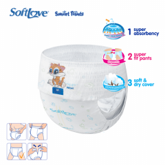 Softlove Smart Pant Breathable Dryness Disposable Baby Diaper (M9)