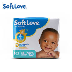 SoftLove Dry Comfort Diaper Factory Price Breathable Baby Diapers (L26)