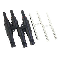 Conector solar fotovoltaico MC4 em formato T ou H compatível com alta corrente IP68 à prova d'água 50A