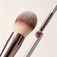 5Pcs Premium PBT Makeup Brushes Set, Rose Gold Metal Ferrule Matte Silver Handle, Soft Flawless Foundation Concealer Eye Blush Brow Brush with Portable Black Storage Tube