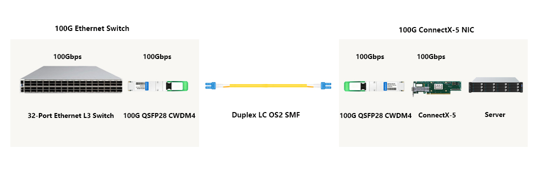 100G switch to server adapter card high-speed connection QSFP28 CWDM4 optical module for data center