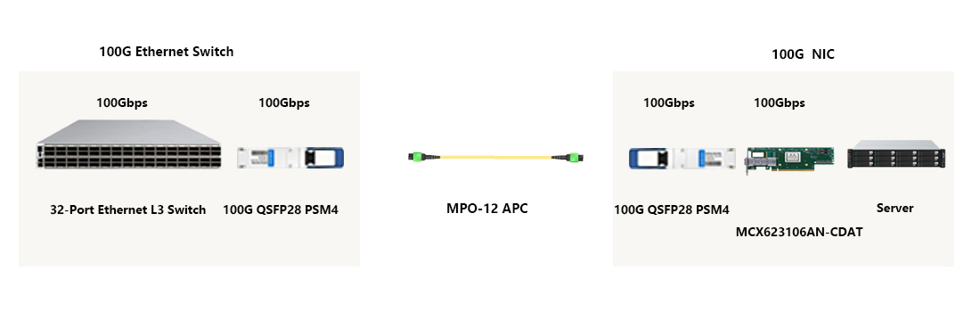 HYTOPTODEVICE 100G PSM4 uplink module for switch-to-server NIC connections