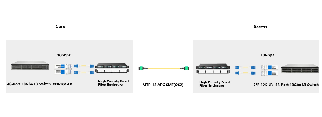Enterprise single mode structured cabling system with SFP+ 10G LR modules