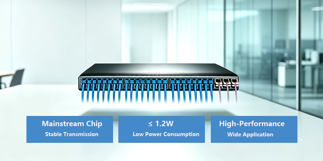 1000BASE-T SFP transceiver, low power, 1G copper connectivity for data center Gigabit Ethernet networking