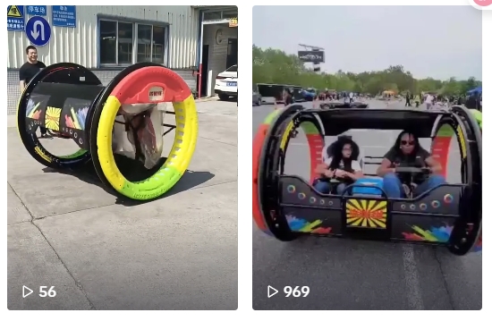 User-generated TikTok video screenshot of 360 rolling car ride