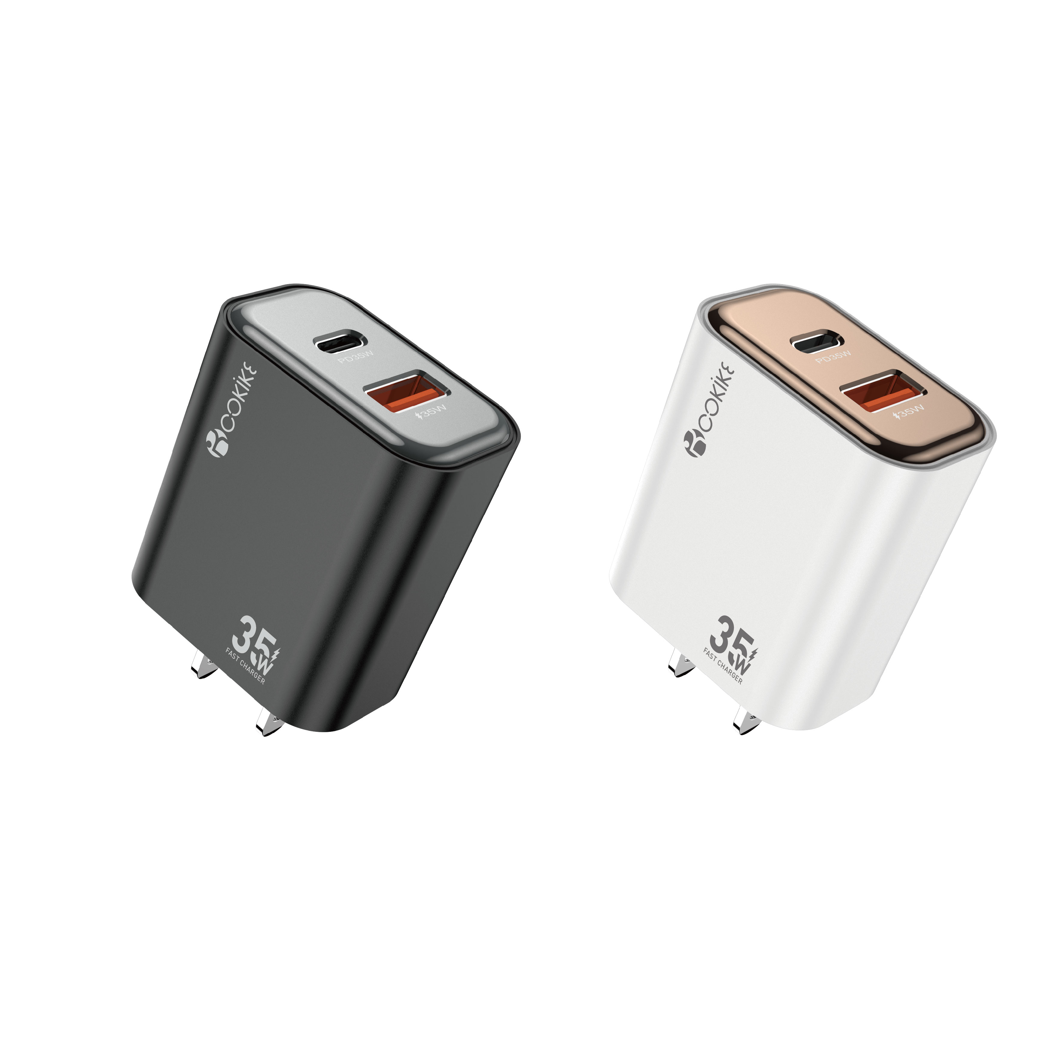 COKIKE FT-10 US Plug Wired Charger Manufacturer Mobile phone Chargers Exporter With Charging Cable For Cellphone and Tablets