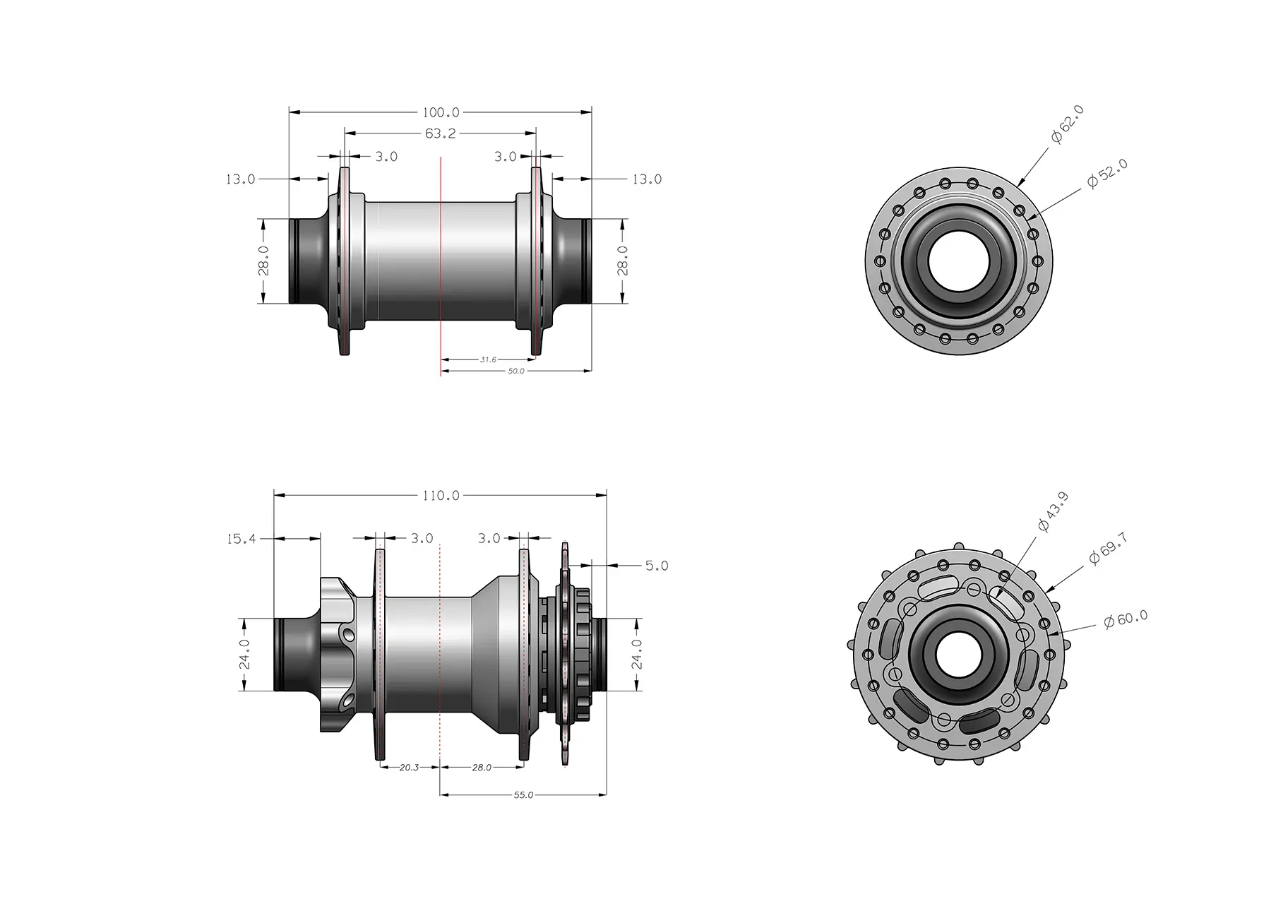 BMX380 J-bend Disc Hub for Bmx