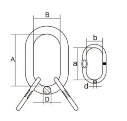 Grade 100 Oversized Master Link Assembly, OMA Type Dimensional Drawing