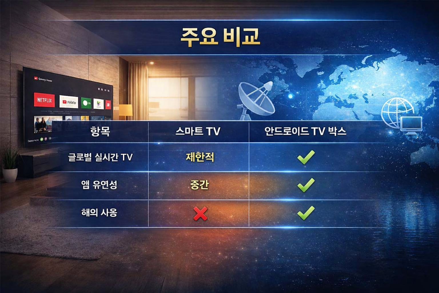 안드로이드 TV 박스 vs 스마트 TV: 글로벌 스트리밍에는 어느 쪽이 더 좋을까?
