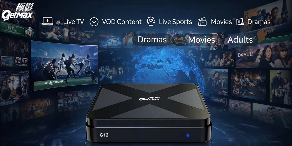 GetMax Android TV box for streaming movies, live TV, and home entertainment.