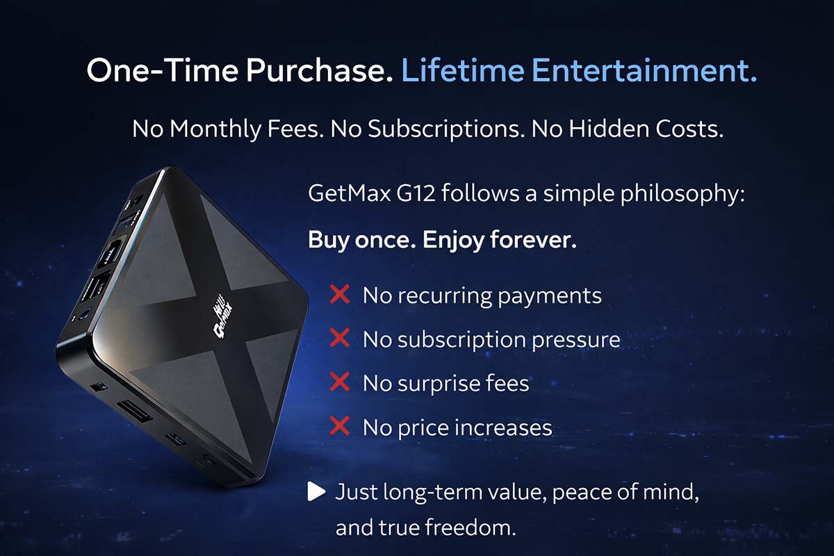 GetMax TV Box – buy once and enjoy lifetime access to movies and TV.
