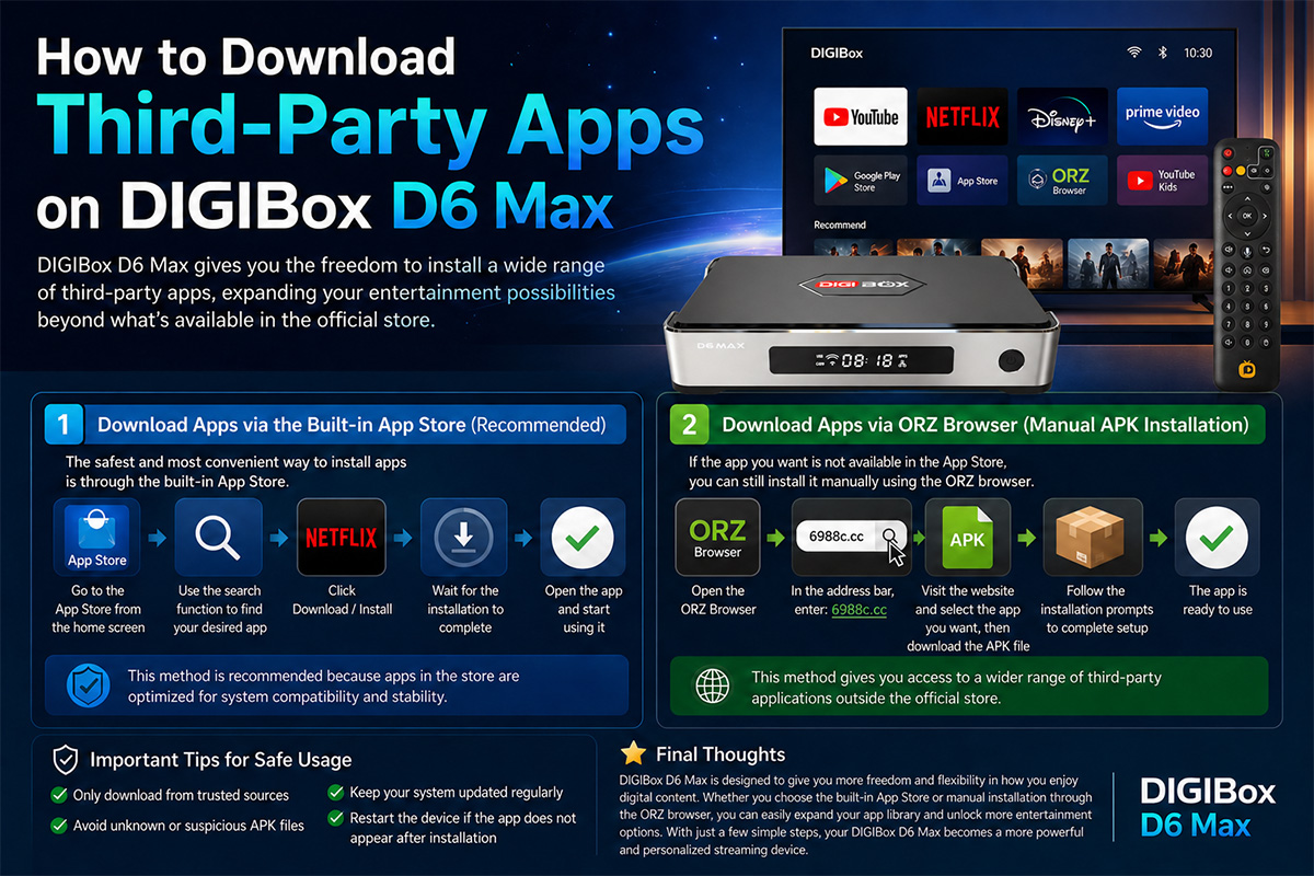 DIGIBox D6 Max에 타사 앱을 다운로드하는 방법은 무엇인가요?