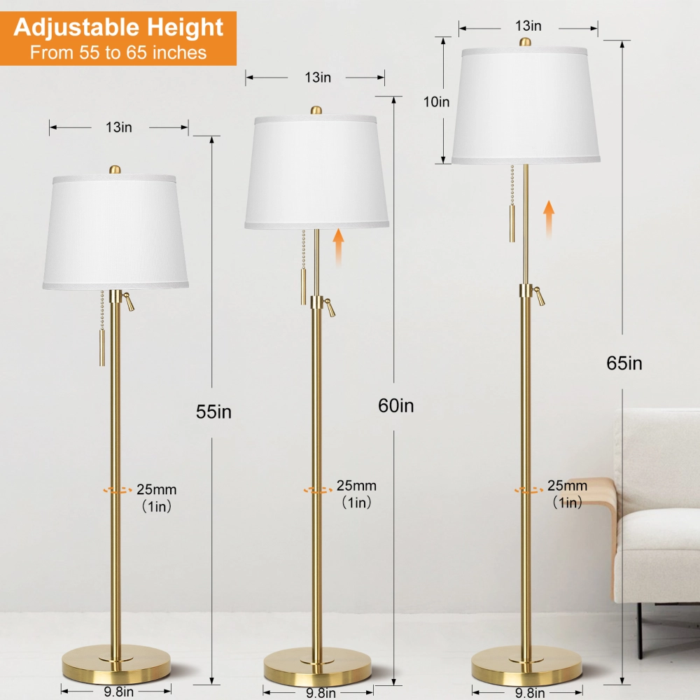 Metal & Fabric Shade Floor Lamp