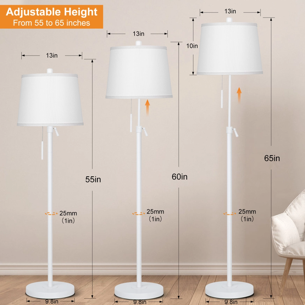 Metal & Fabric Shade Floor Lamp