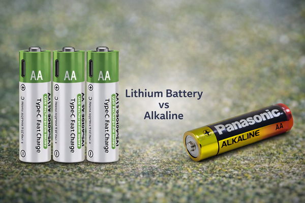 Lithium AA batteries compared with alkaline AA batteries in capacity, weight and discharge performance