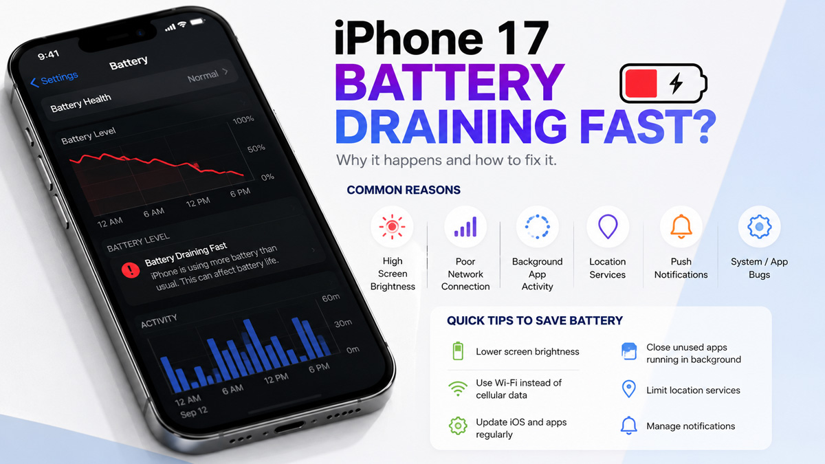 iPhone 17, Air, Pro, Pro Max and 17e battery draining fast causes and fixes