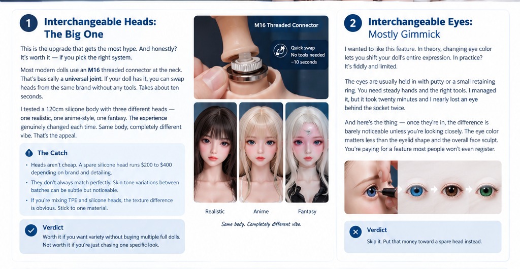 M16 connector interchangeable doll heads