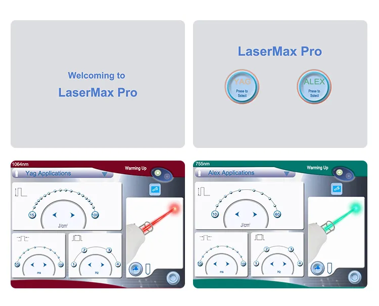 Alexandrite and Nd:YAG Laser Machine Operation interface