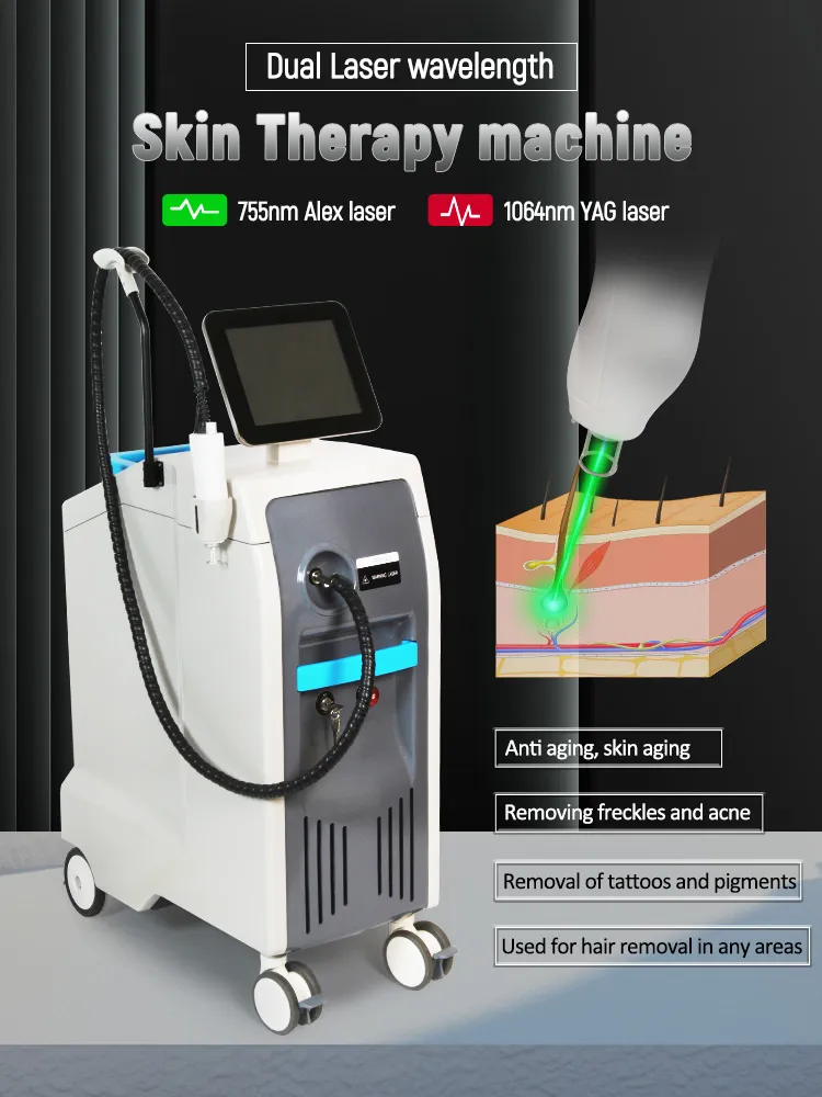 Alexandrite and Nd:YAG Laser Hair Tattoo Removal Machine