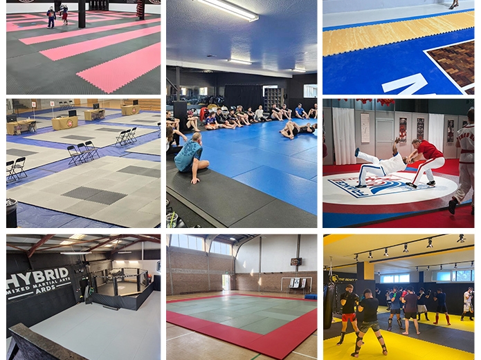 QT MAT mats in use at martial arts gyms and training facilities worldwide
