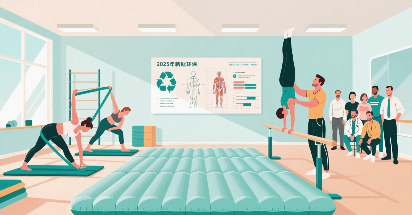 gymnastics training on the air track mat
