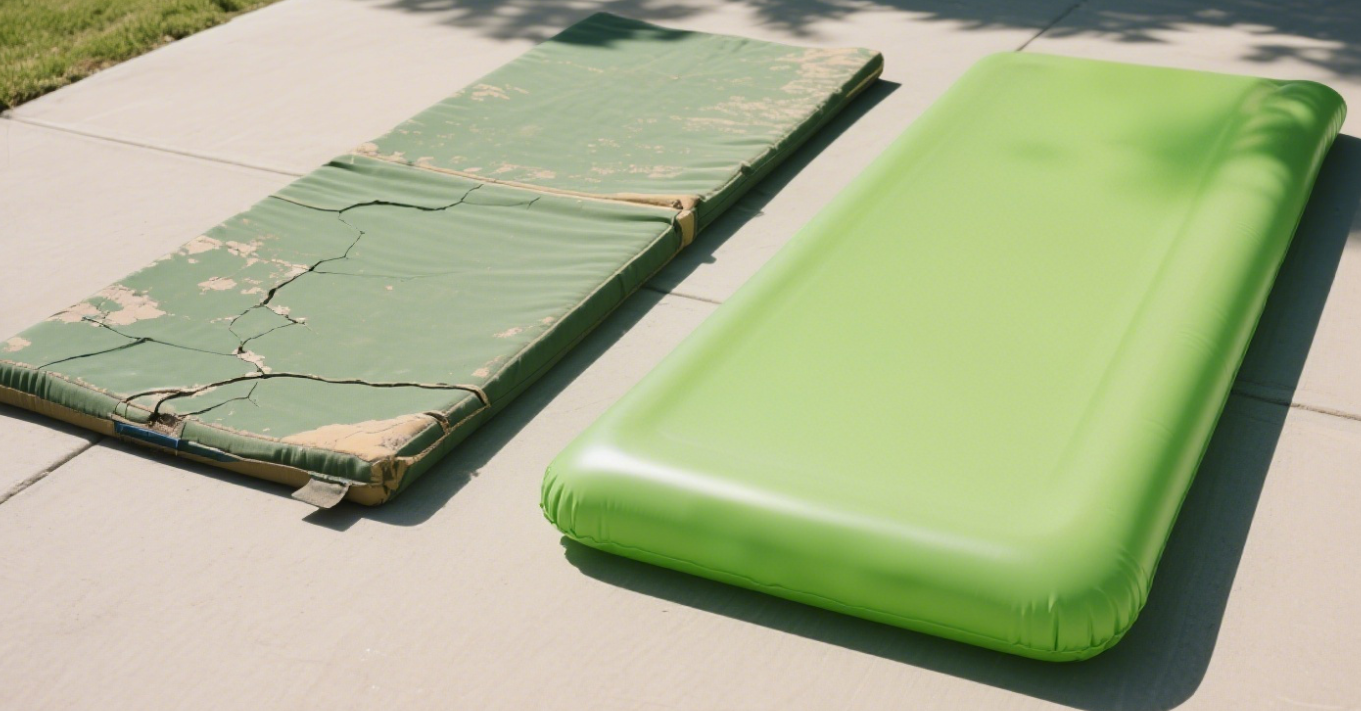 Comparison of faded generic outdoor mat vs. durable outdoor track