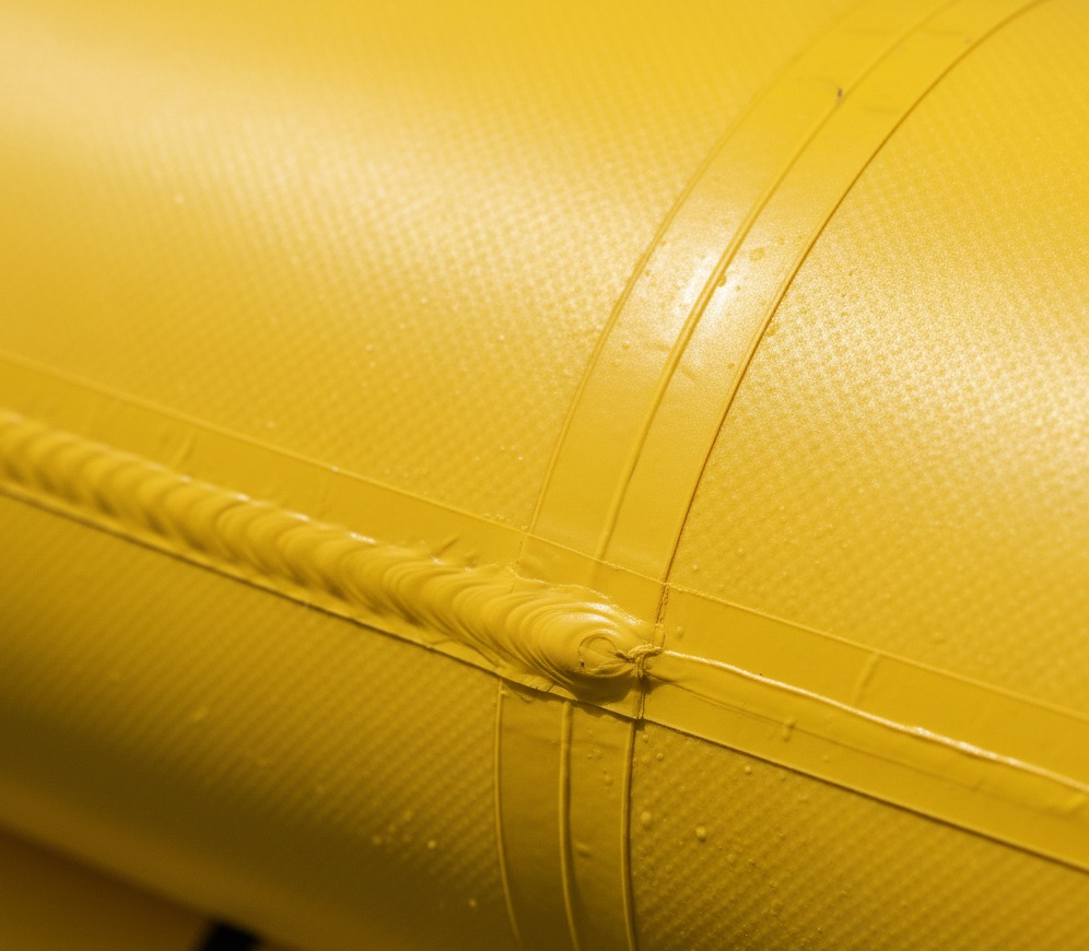 High-quality PVC material and welded seams on an inflatable dock