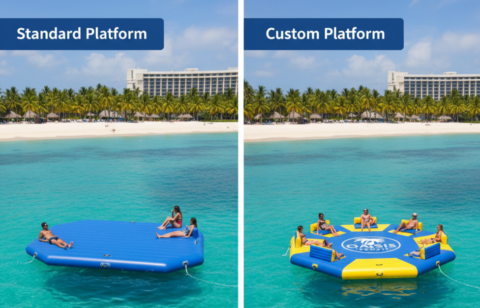 Comparison of standard vs custom size inflatable platforms for B2B buyers