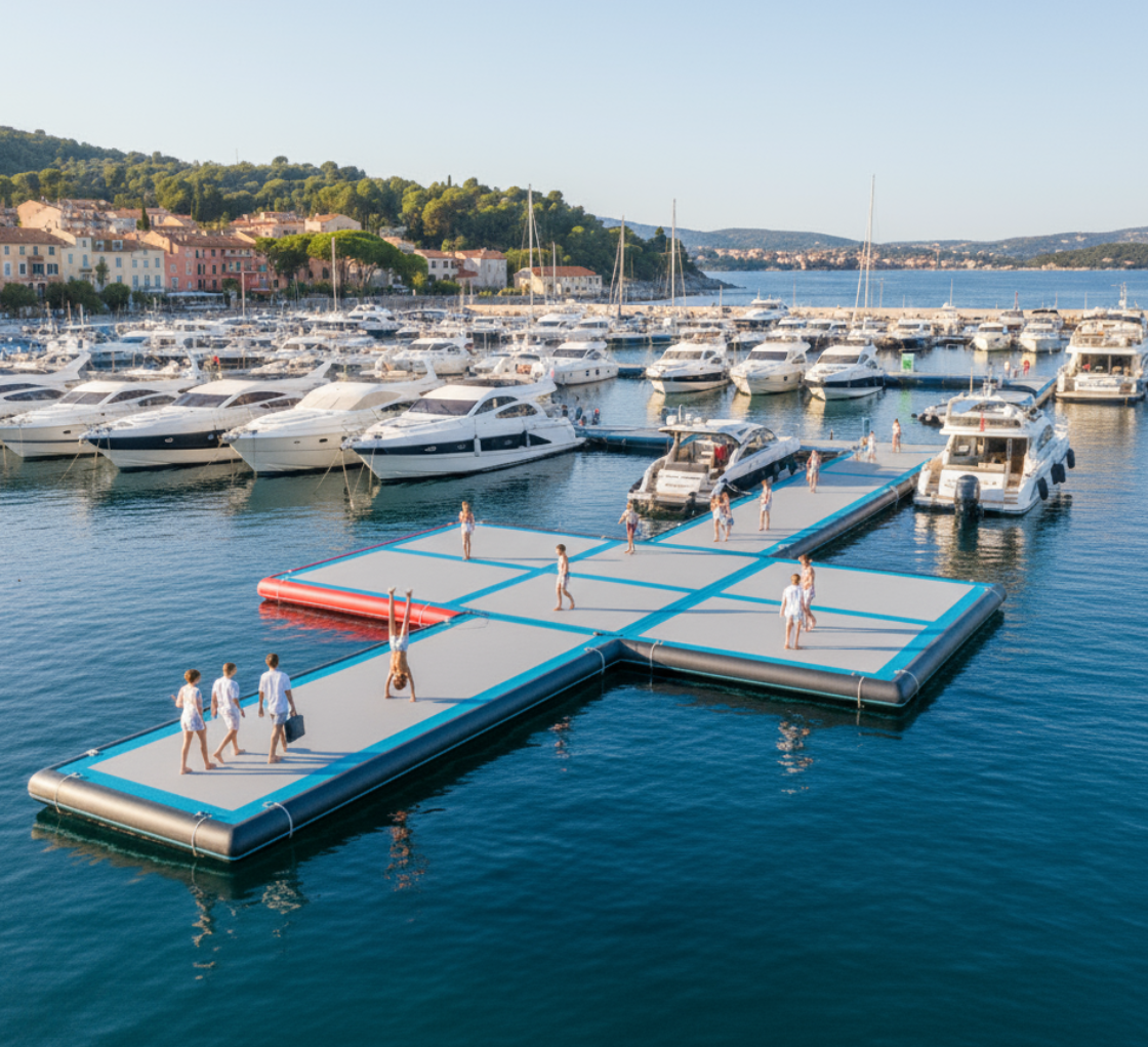 Inflatable platform custom size supplier creating modular platforms for various business applications