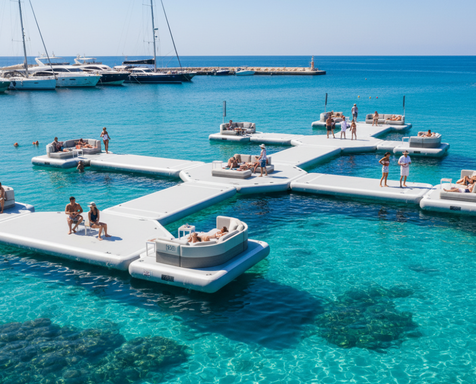Inflatable docks installed at marina project from ISO certified factory