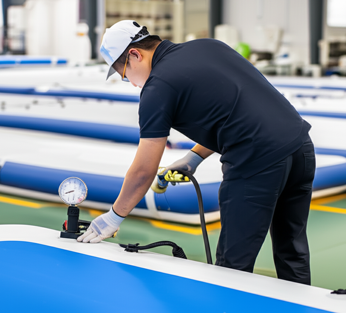 Quality control testing on inflatable dock