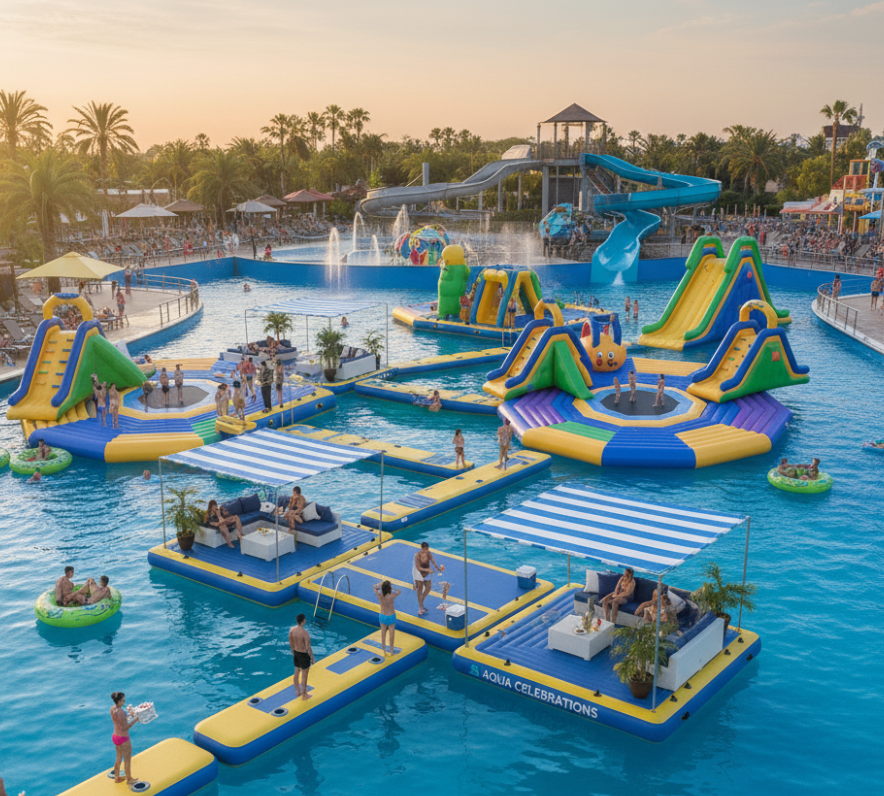 Future inflatable party platform trend hybrid water park zones