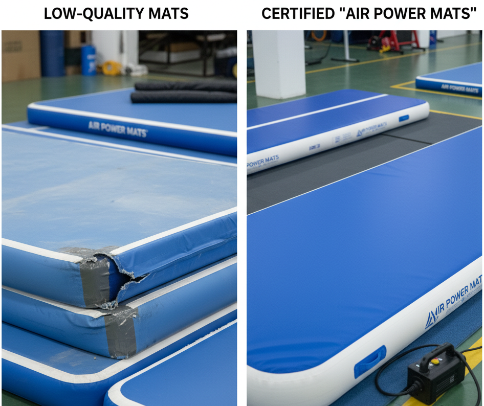 Comparison highlighting consistent quality of China air track mats for B2B buyers