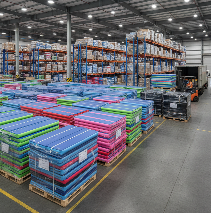 Bulk supply of inflatable gymnastic mats from China ready for international export
