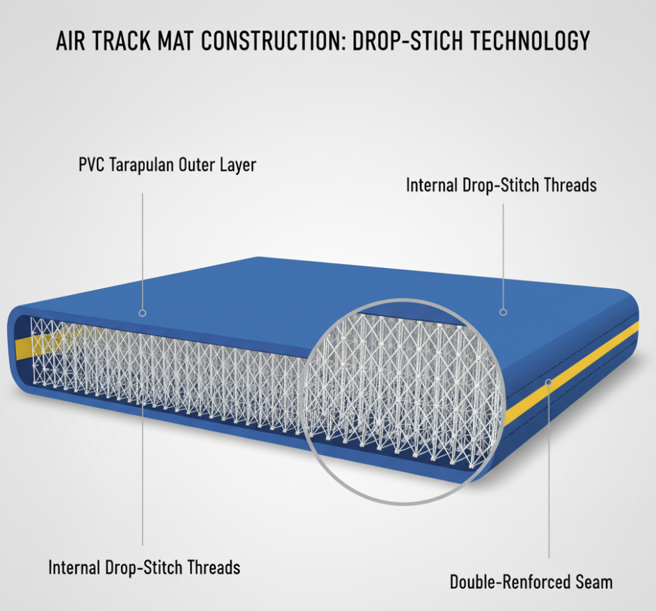 cross section of drop stitch technology double wall fabric inflatable gymnastics mat for outdoor use