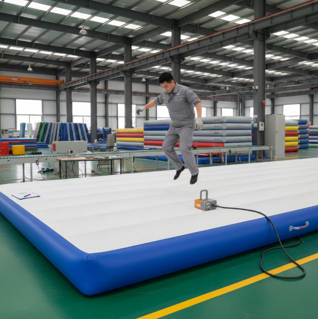 Testing inflatable gymnastics mats for durability and quality assurance